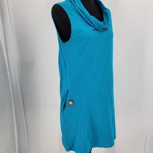 Neon Buddha Sleeveless Dress Relaxed Fit Pockets Cowl Neck XS Cotton Knit NWT